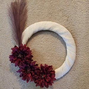 Handmade white burlap wreath